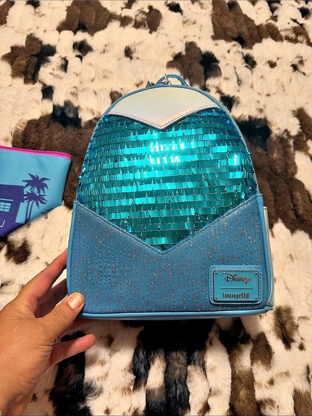 Loungefly Disney Frozen Elsa Glitter Sequin Cosplay Mini Backpack Mini Backpack